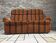 Pair of vintage 1970s modular armchairs – striped orange fabric