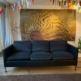 De sede black and grey sofa in leather and fabric