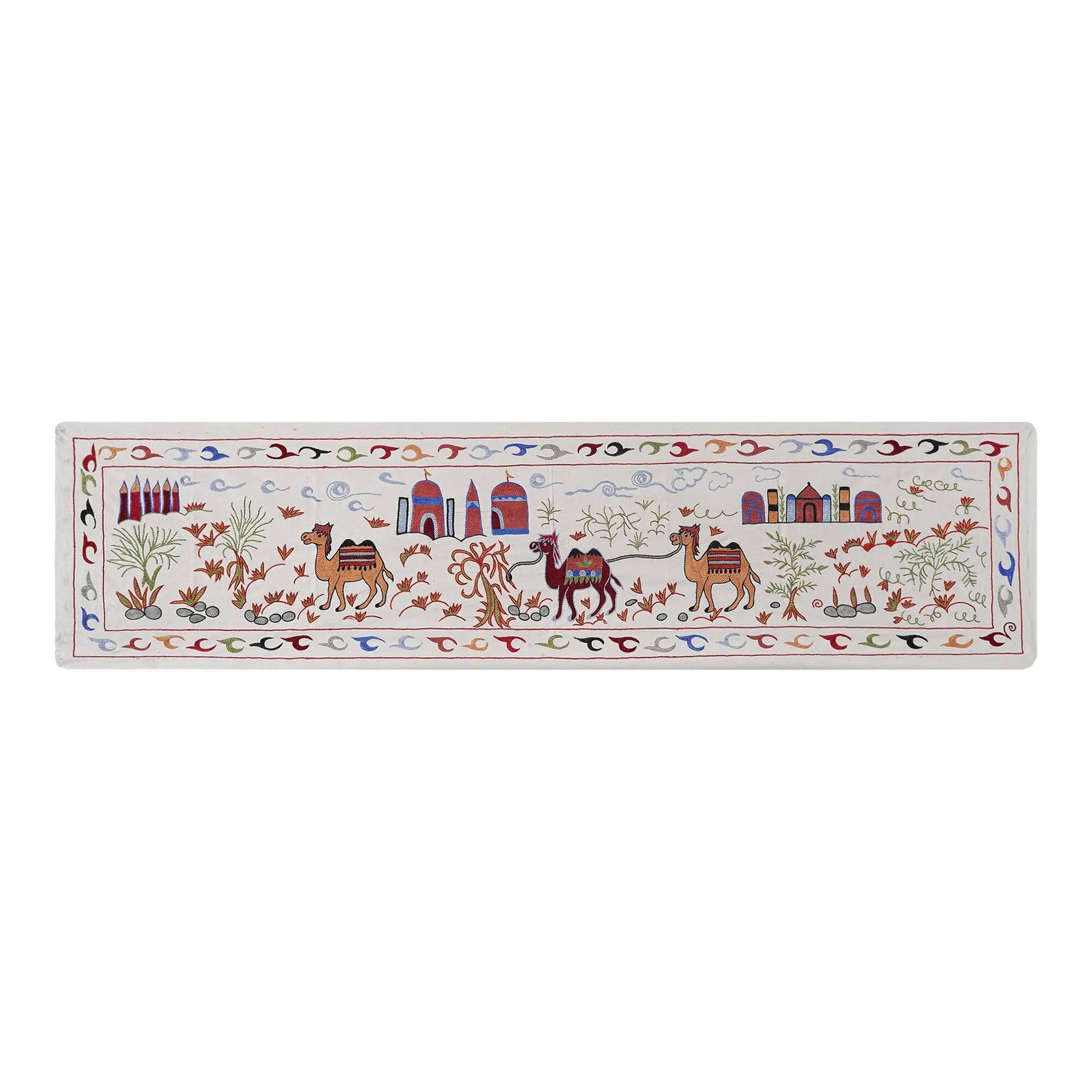 Vintage hand-embroidered tablecloth 51x188 cm