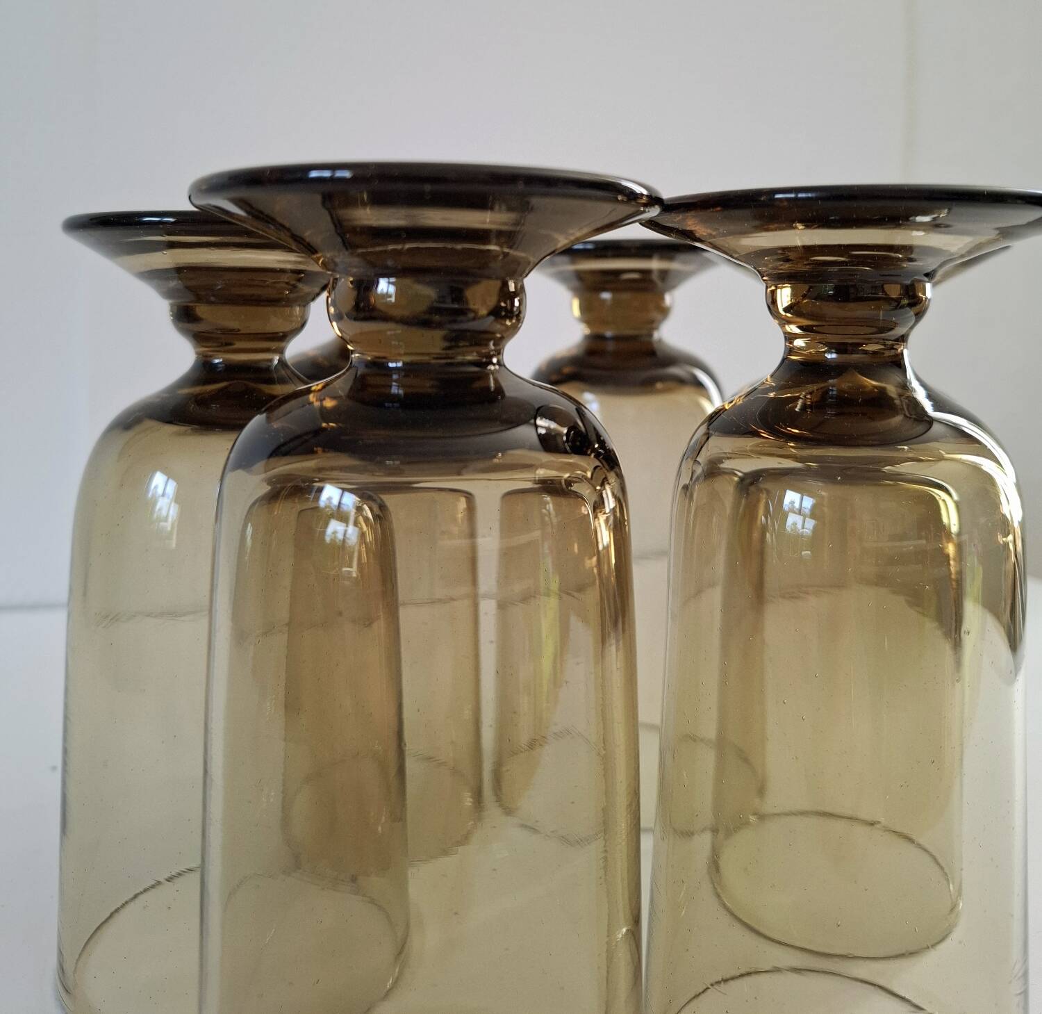 Set of 6 70s smoked glasses
