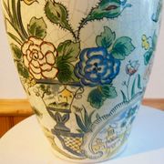 Vase craquelé à décor chinois et floral XlX ème siècle
