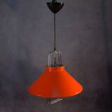 1970s orange lacquered metal designer pendant light