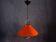 1970s orange lacquered metal designer pendant light