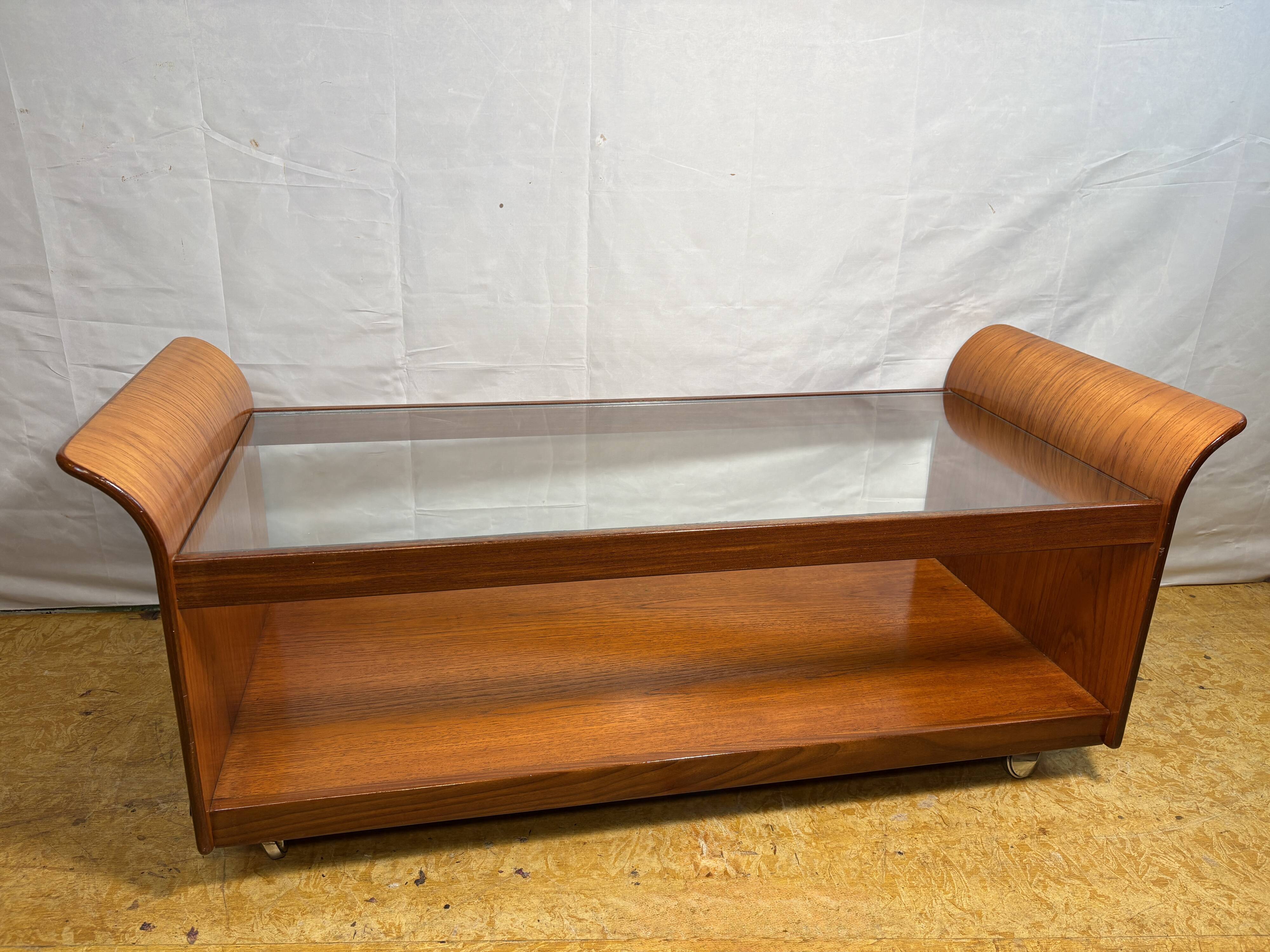 Mid Century Retro Teak & Glass Top Tulip Coffee Table by G-Plan Circa 1960