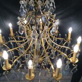 12-light bronze and crystal chandelier