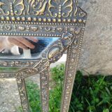 Miroir en cuivre repoussé ancien époque Napoléon III