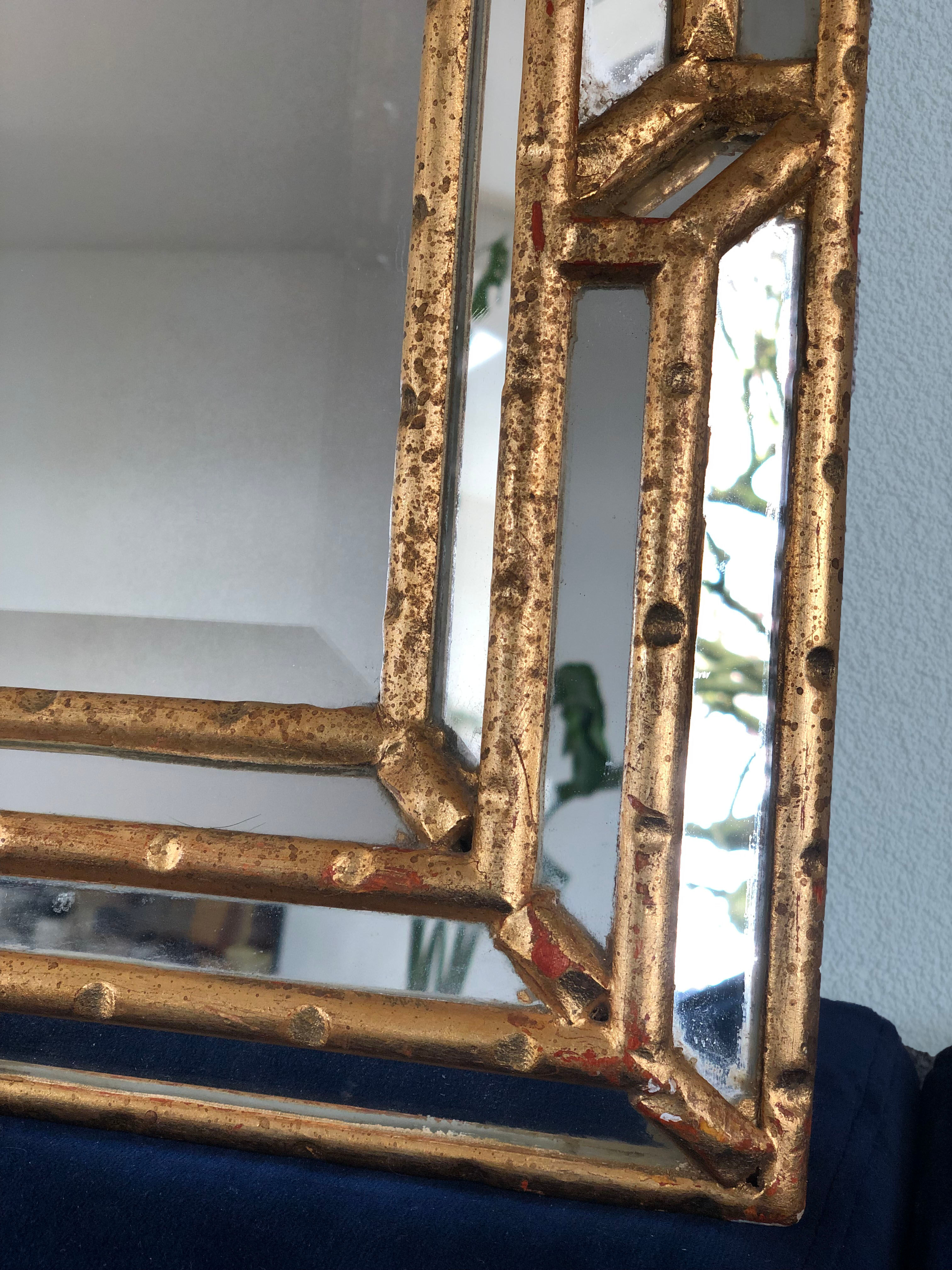 LaBarge Italian faux bamboo Hollywood Regency mirror 1980s