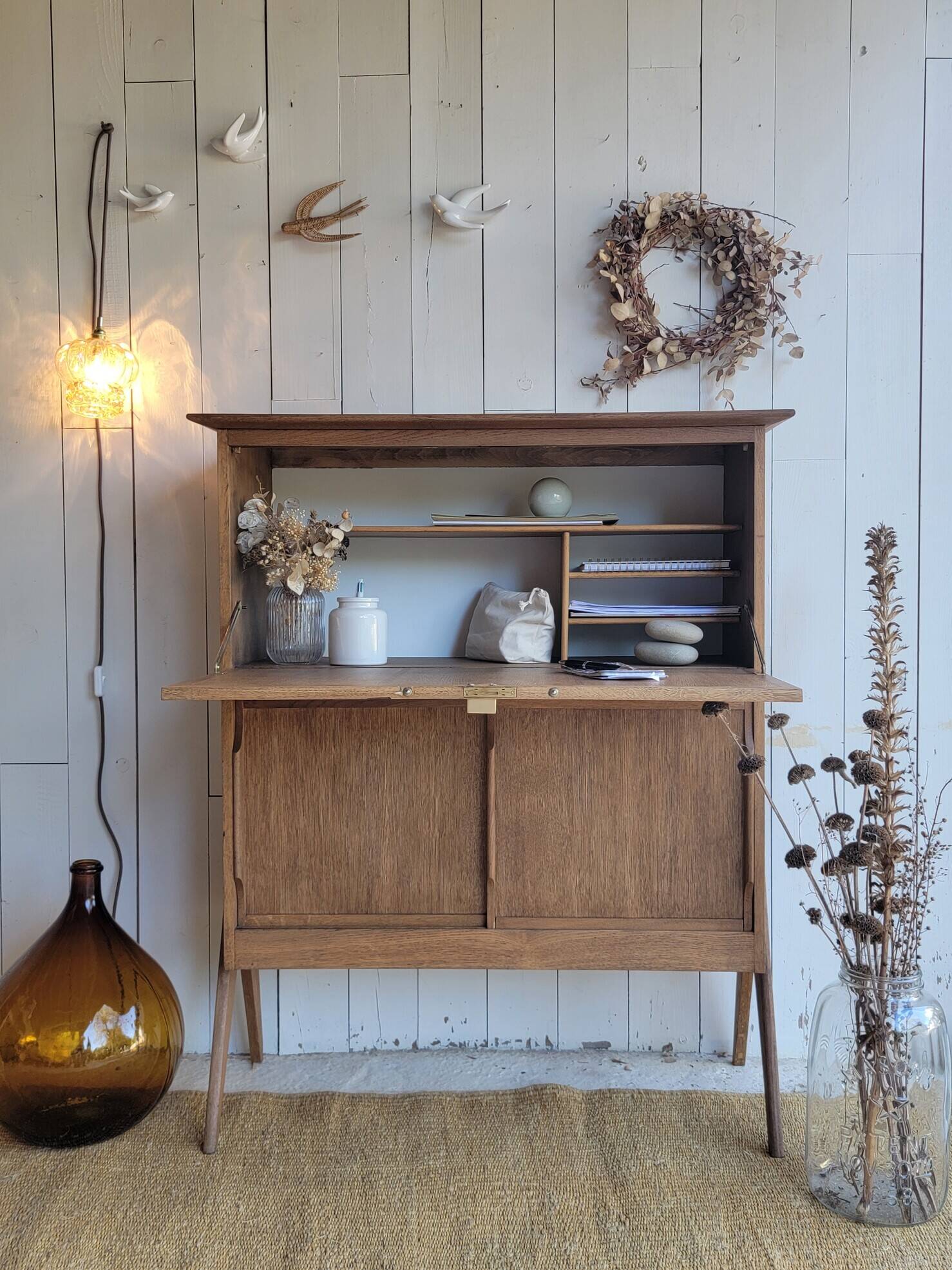Vintage secretary with compass legs