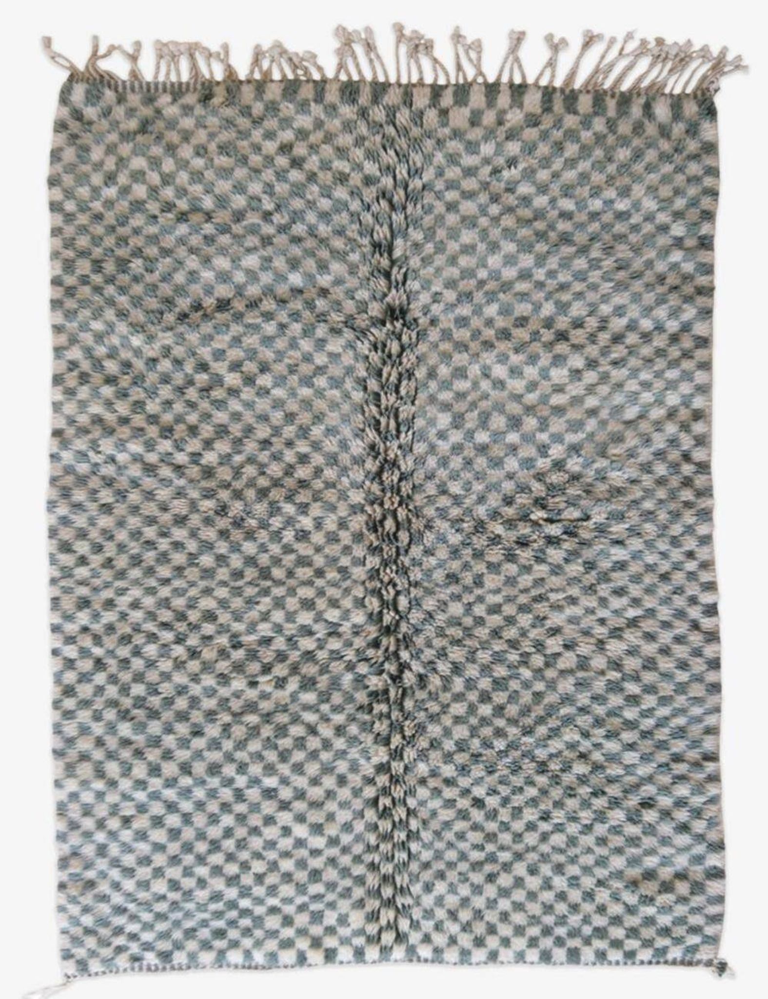 Tapis Vert Sauge à Damier Beni Mrirt - 276 x 179 cm