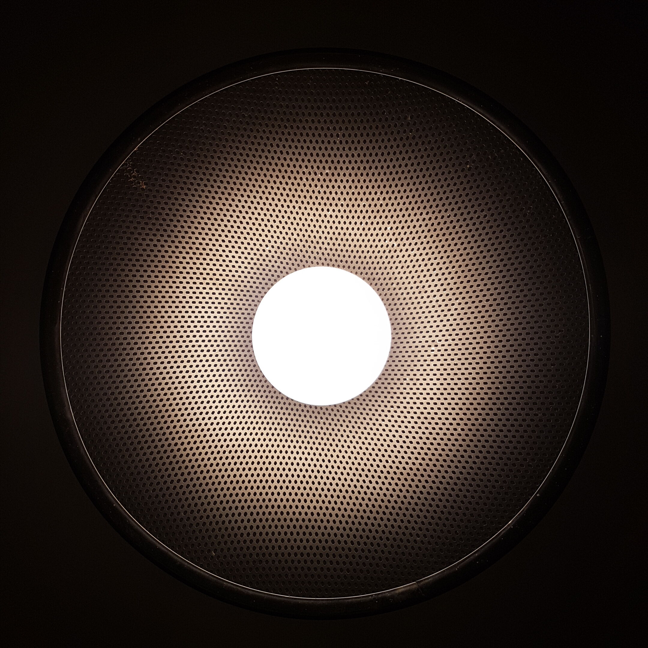 Black perforated hanging lamp années 80