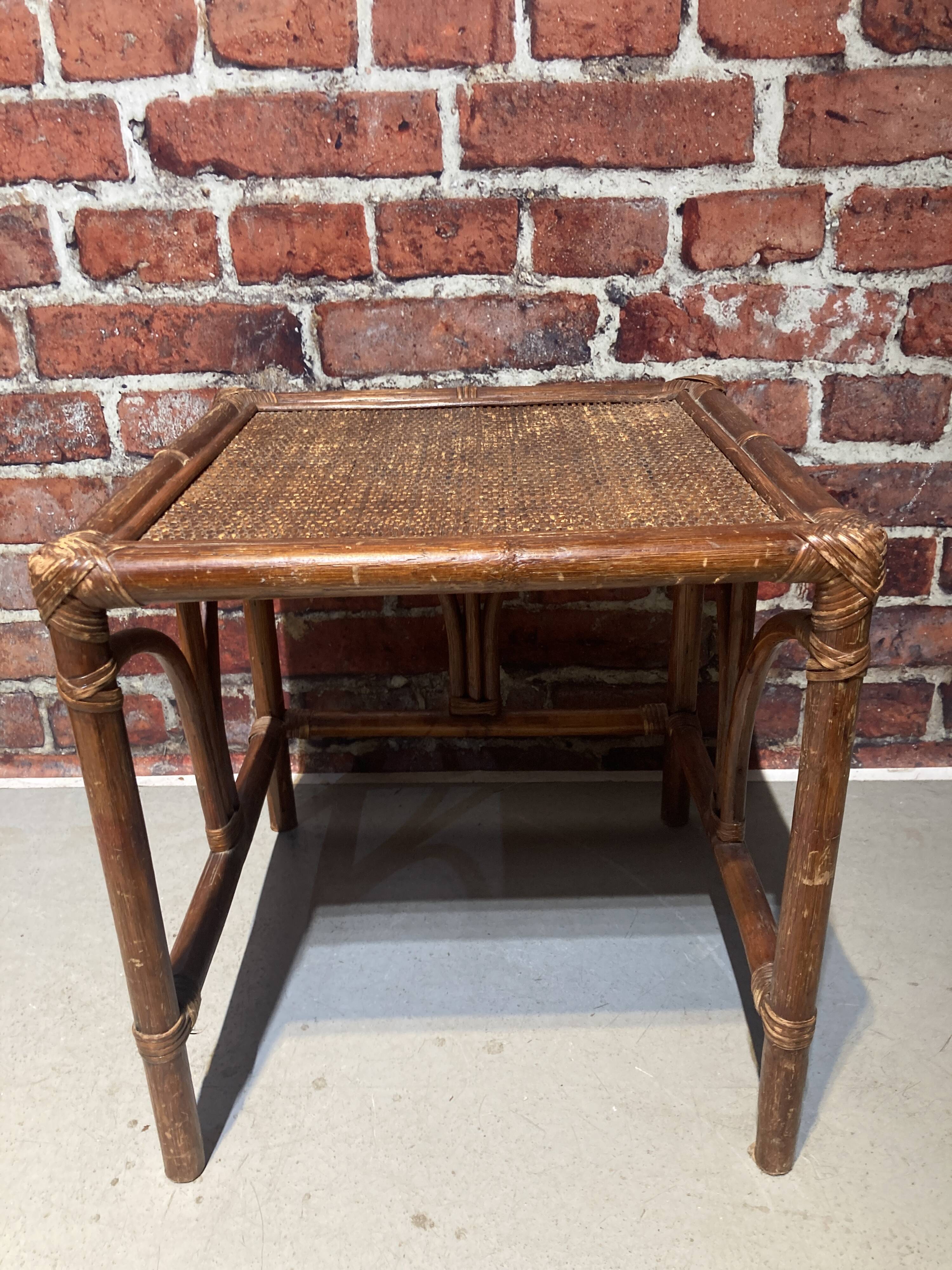 Rattan nesting table