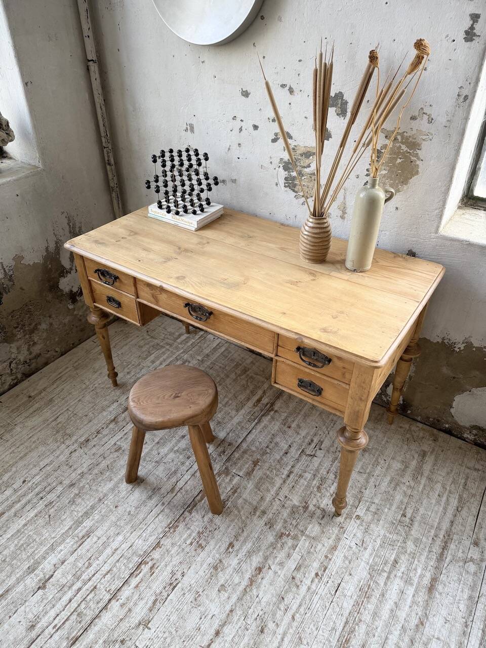 Blonde walnut desk and pine top 1900