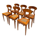 Biedermeier Board Chairs in Cherry Veneer and Mesh, Vienna, 1830s, Set of 6