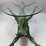 Table low vintage brass and glass. Circa 70