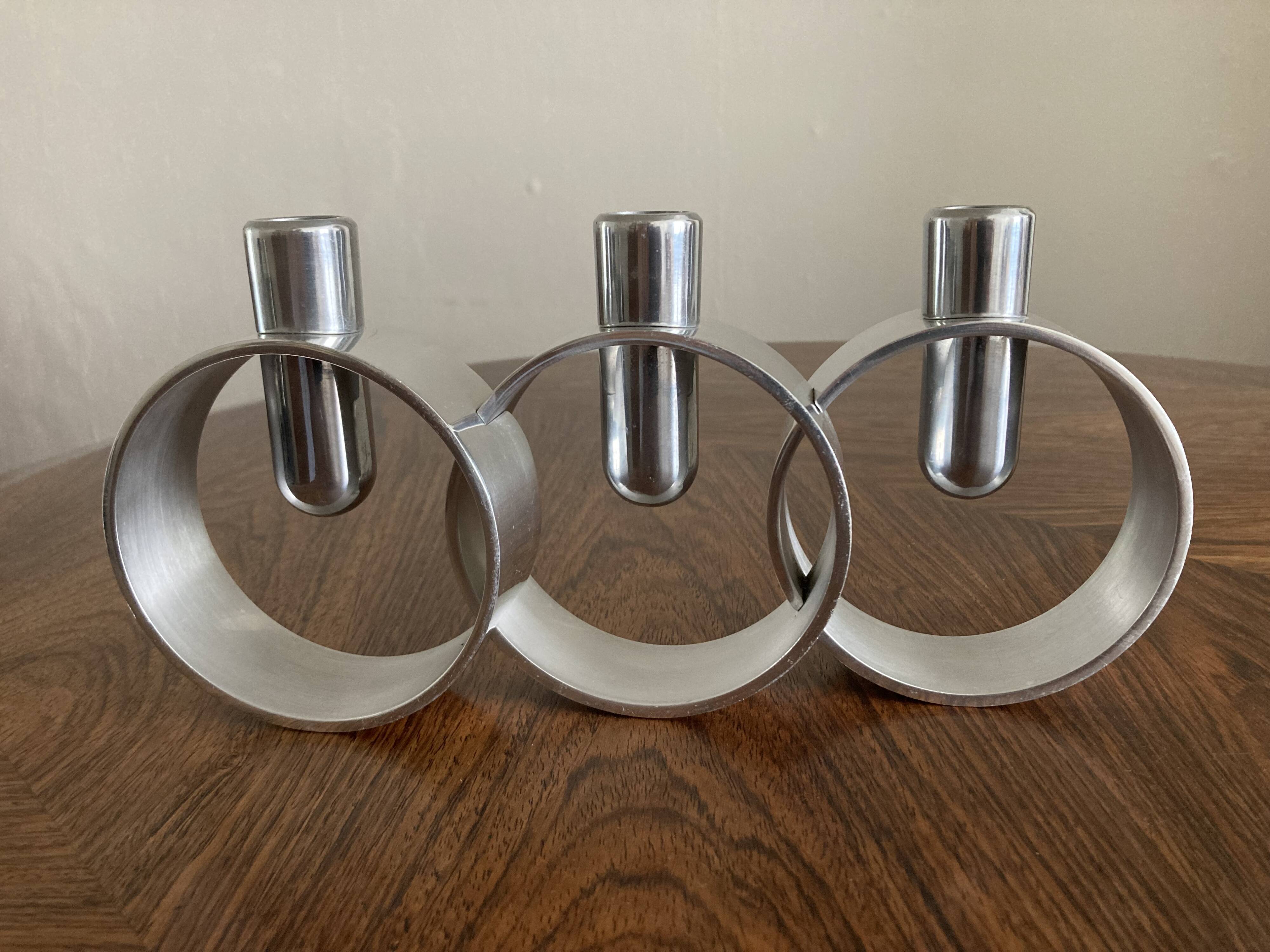 Modernist chrome candle holder from the 70s