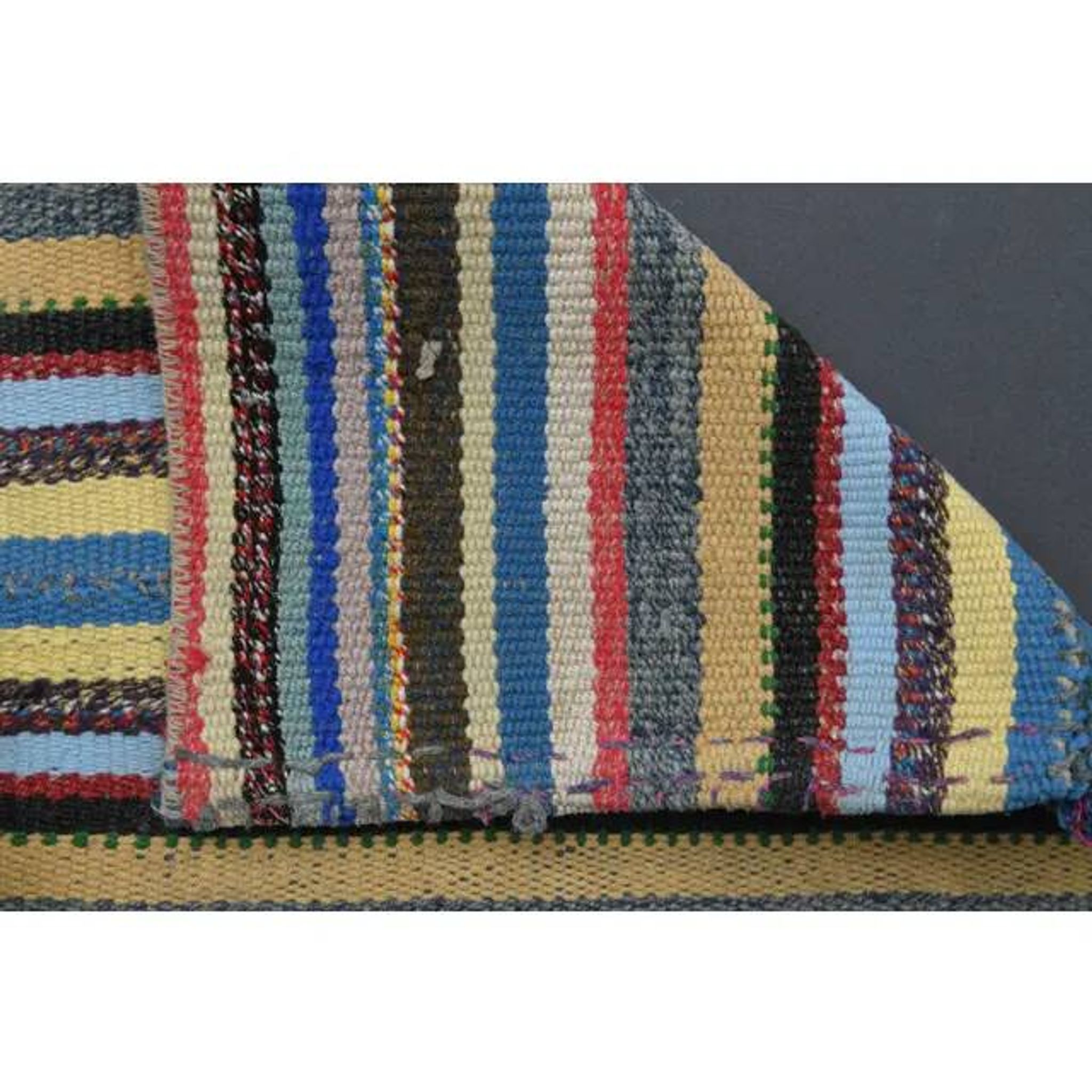 1970s Vintage Turkish Oushak Handmade Wool Cotton Blue Runner Rug 56x229