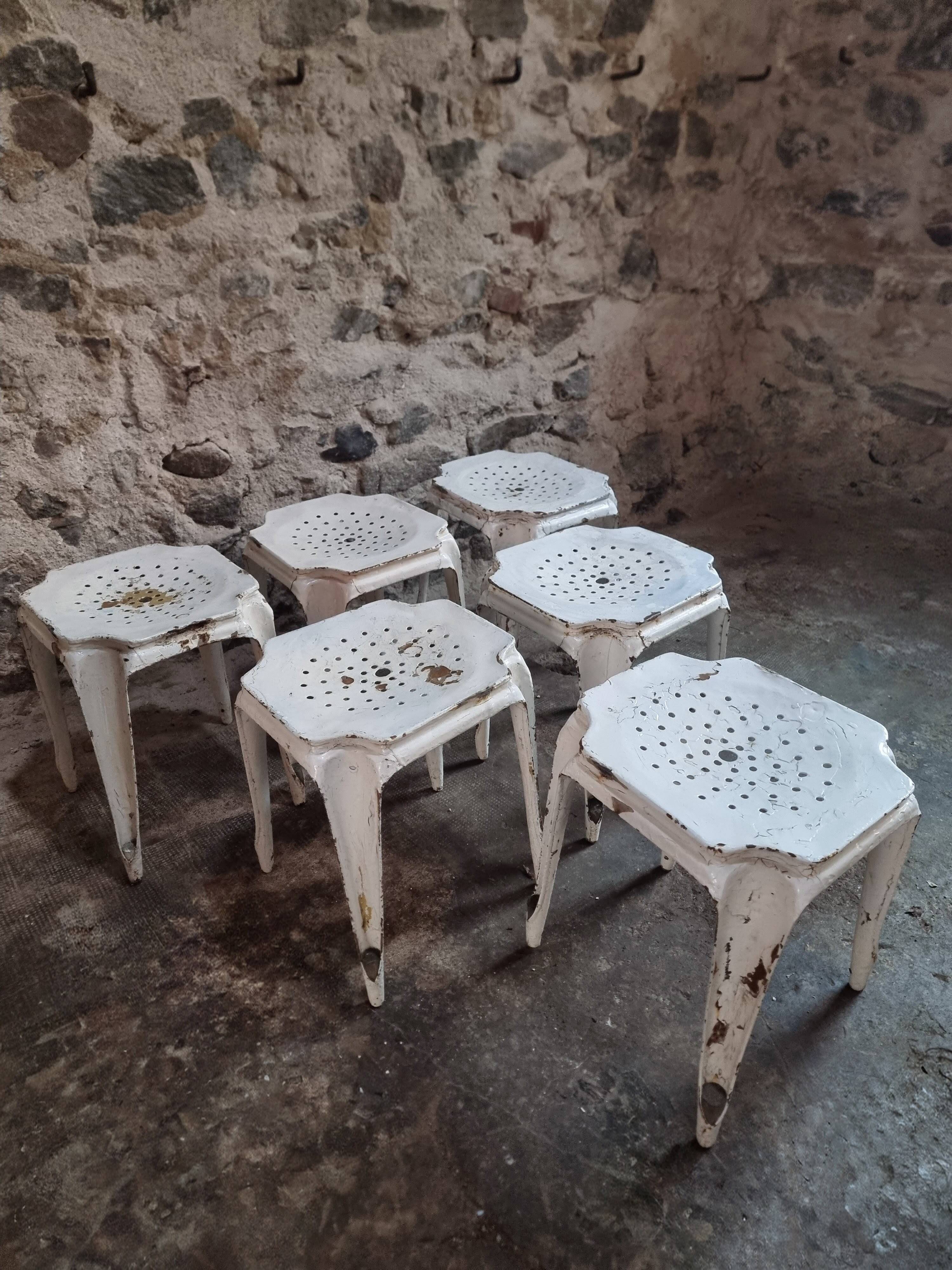 Set of 6 French industrial stools by Multipl’s – 1930s