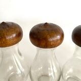 Set of glass and wood spice jars