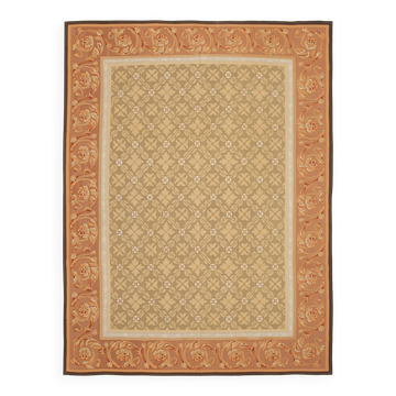 Handmade European Vintage Aubusson Kilim 266 cm x 356 cm