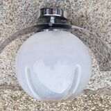 Pair of steel and opaline wall lights, Vittorio Mazzega design, vintage, 70s