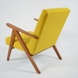 Scandinavian armchair, 60s, fully restored, yellow fabric