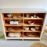 Large antique school wardrobe/bookshelf in solid pine – 1950