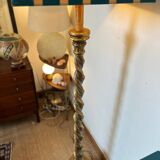 Vintage floor lamp, maximalist style, striped lampshade