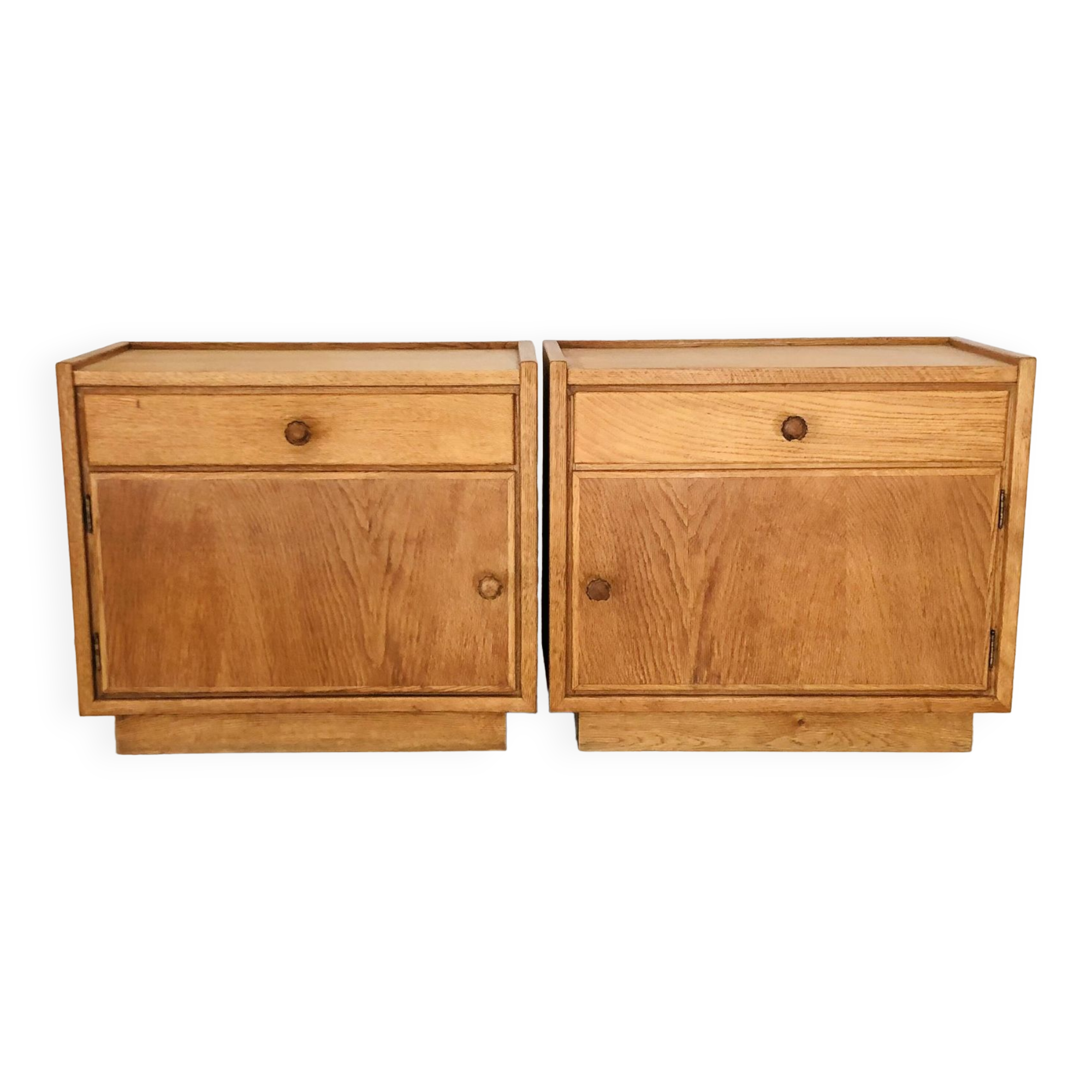 Oak bedside tables (x2); Italy 60s