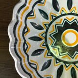 Quimper HB plate with Breton geometric design, vintage ceramic.