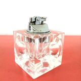 Briquet cube en verre design années 70