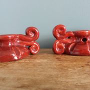 Bougeoirs en céramique artisanale bordeaux