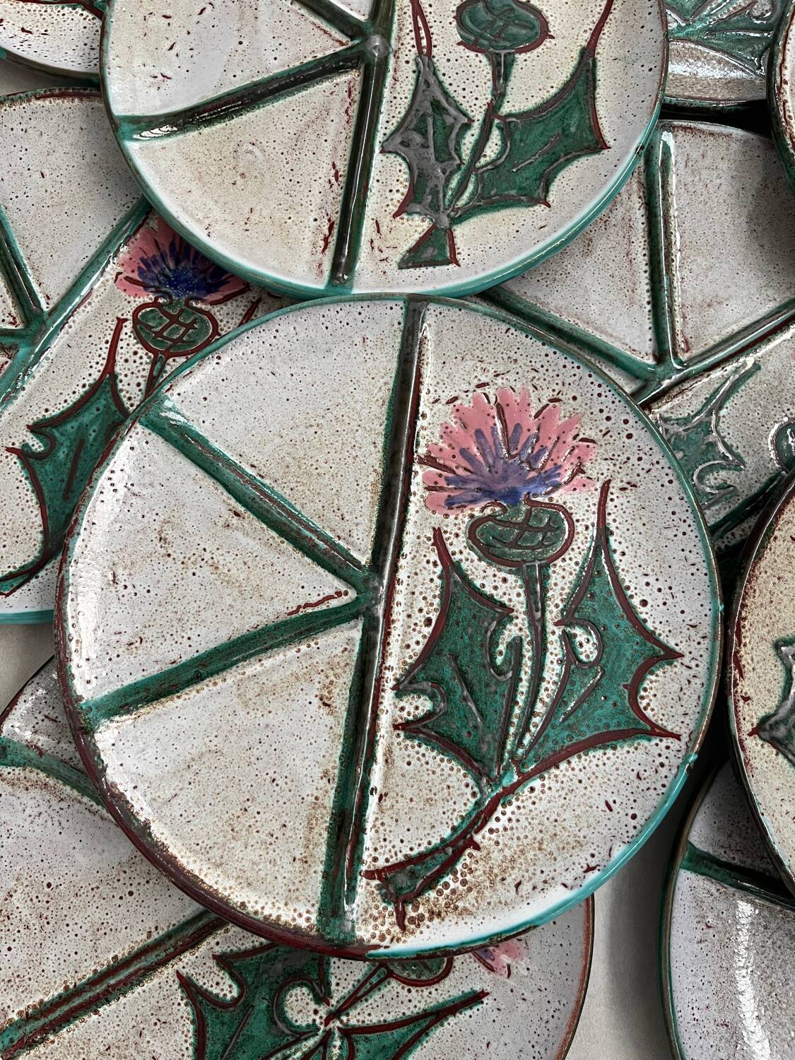 Set of 12 fondue plates "Chardon" Vallauris