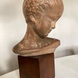 Child's head in terracotta 1920 wooden base