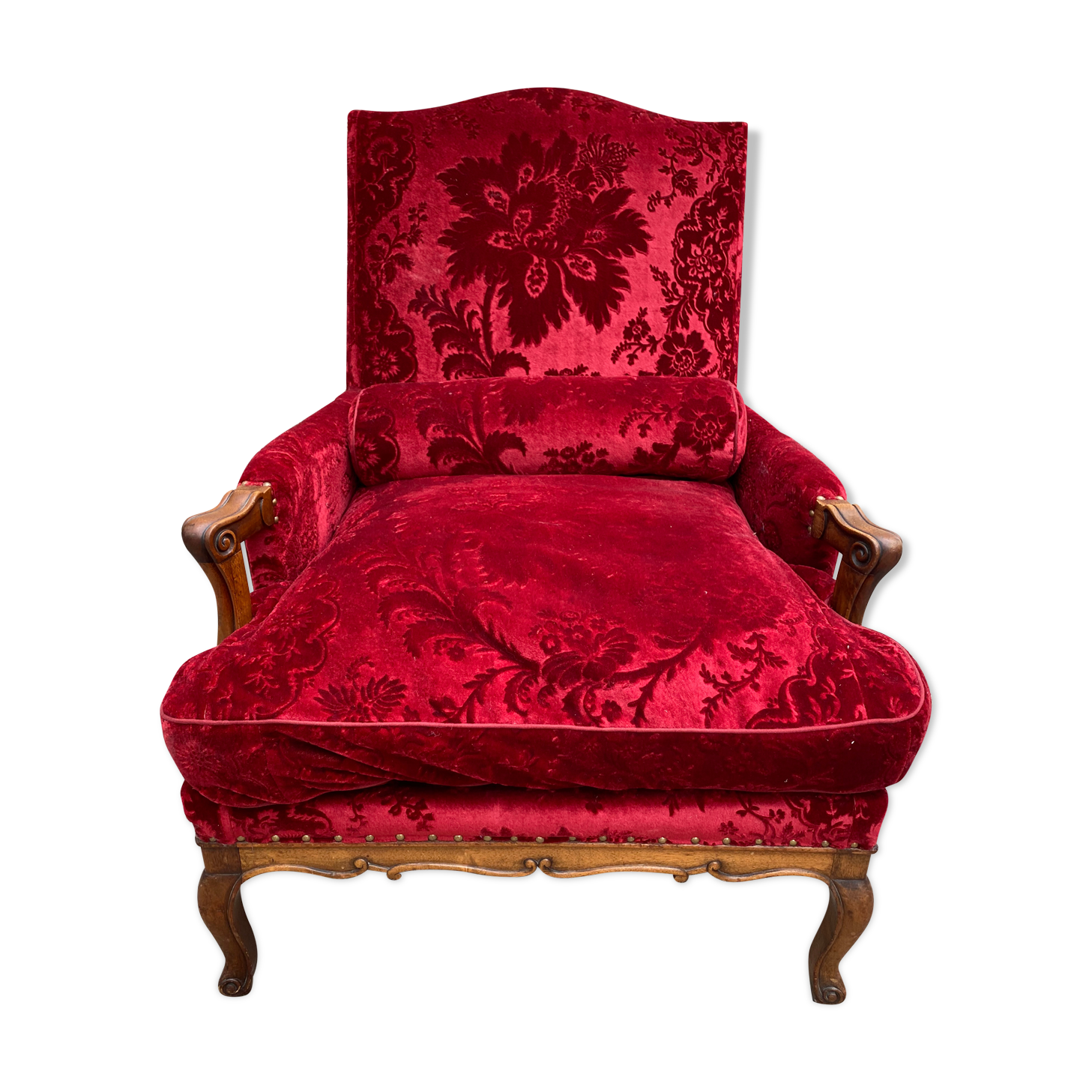 Rest chair Louis XV red velvet