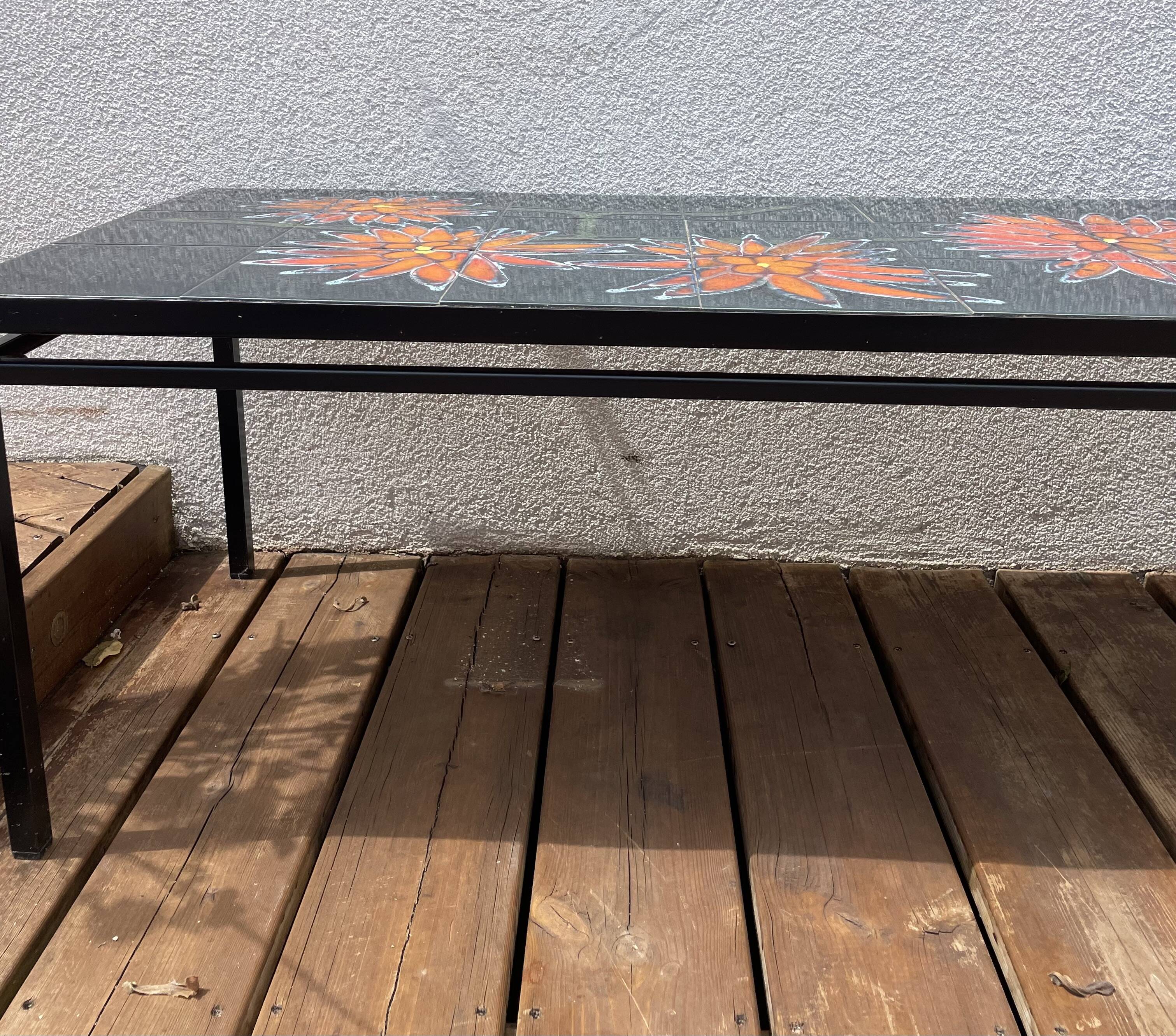 Coffee table with ceramic tile top