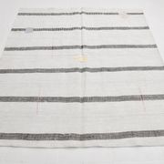 6x6 Square White & Black Vintage Kilim Rug, 187x195Cm