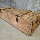 Coffre ancien table basse XIXe siècle 57x152 cm