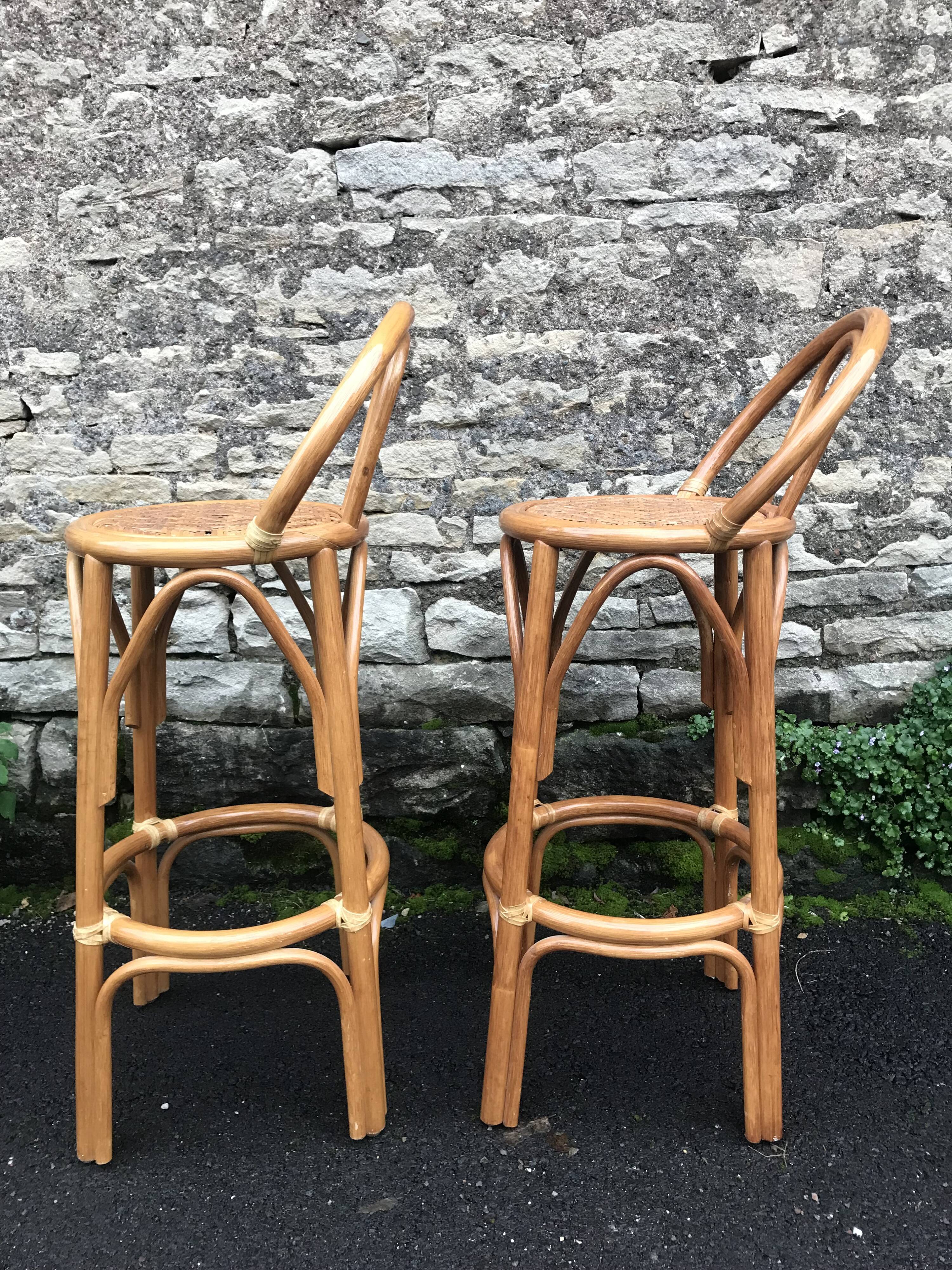 Rattan/bamboo bar and stools
