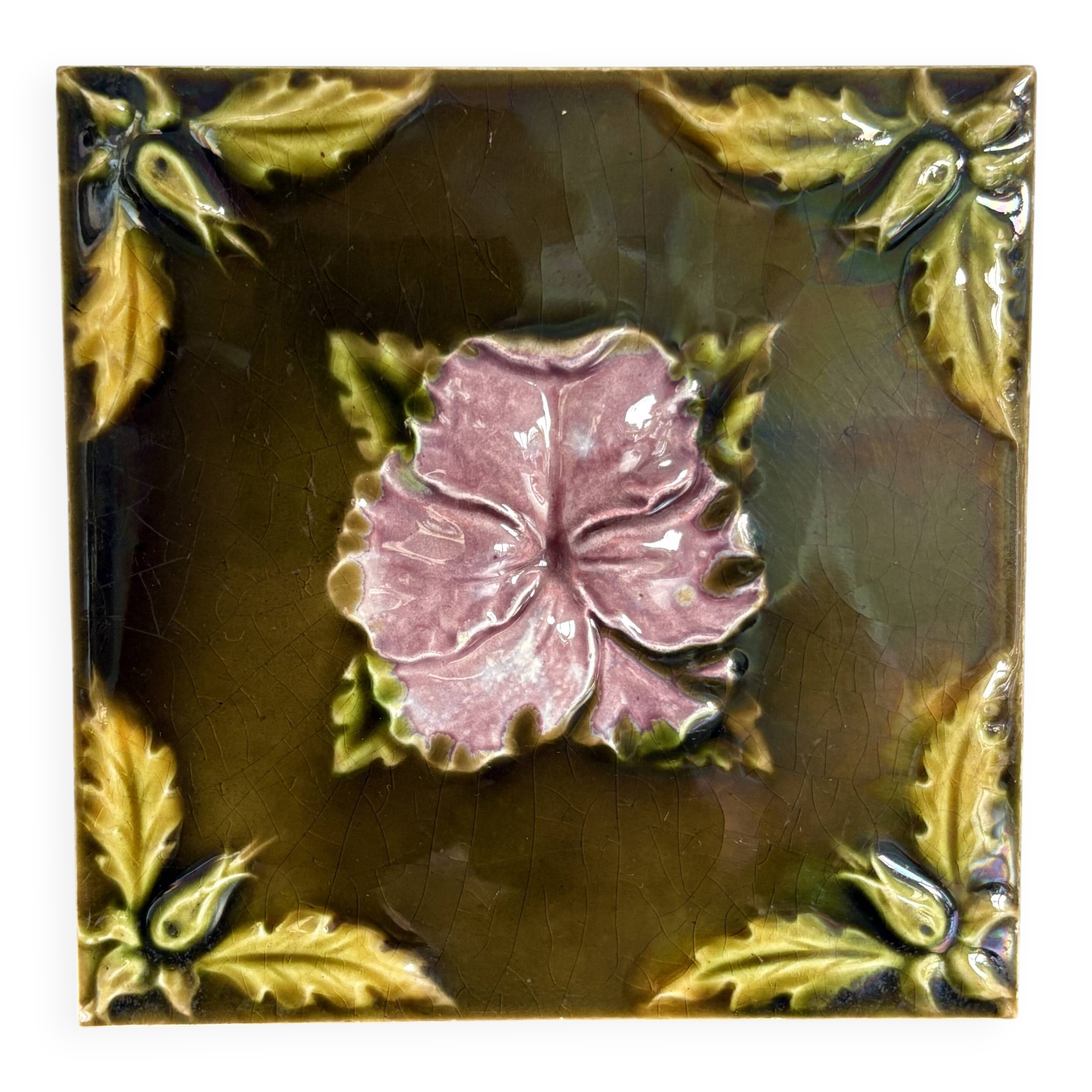 Antique Art Nouveau ceramic tile from 1900