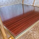 Coffee table with gold metal vinyl holder from the 70s)