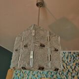 Glass faceted cube chandelier by Jaroslav Bejvl for Kamenicky Senov, year 1968