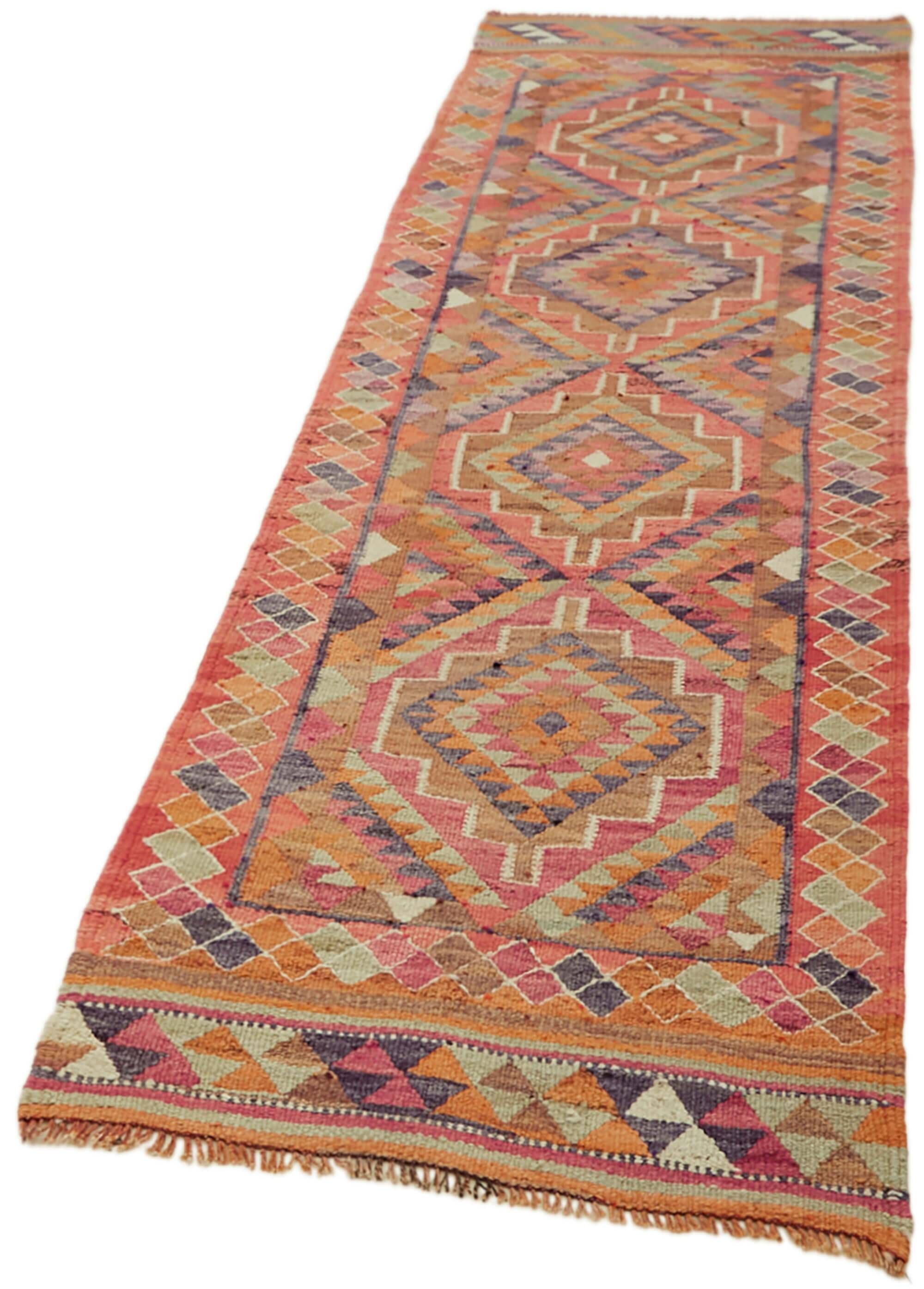 Turkish Handwoven Vintage Herki Kilim 97 cm x 317 cm