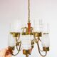 Swedish mid-century chandelier in teak with 12 tulips Eriksmalaglass (38 cm)