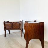 Tables de chevet italiennes en placage de palissandre, années 1950