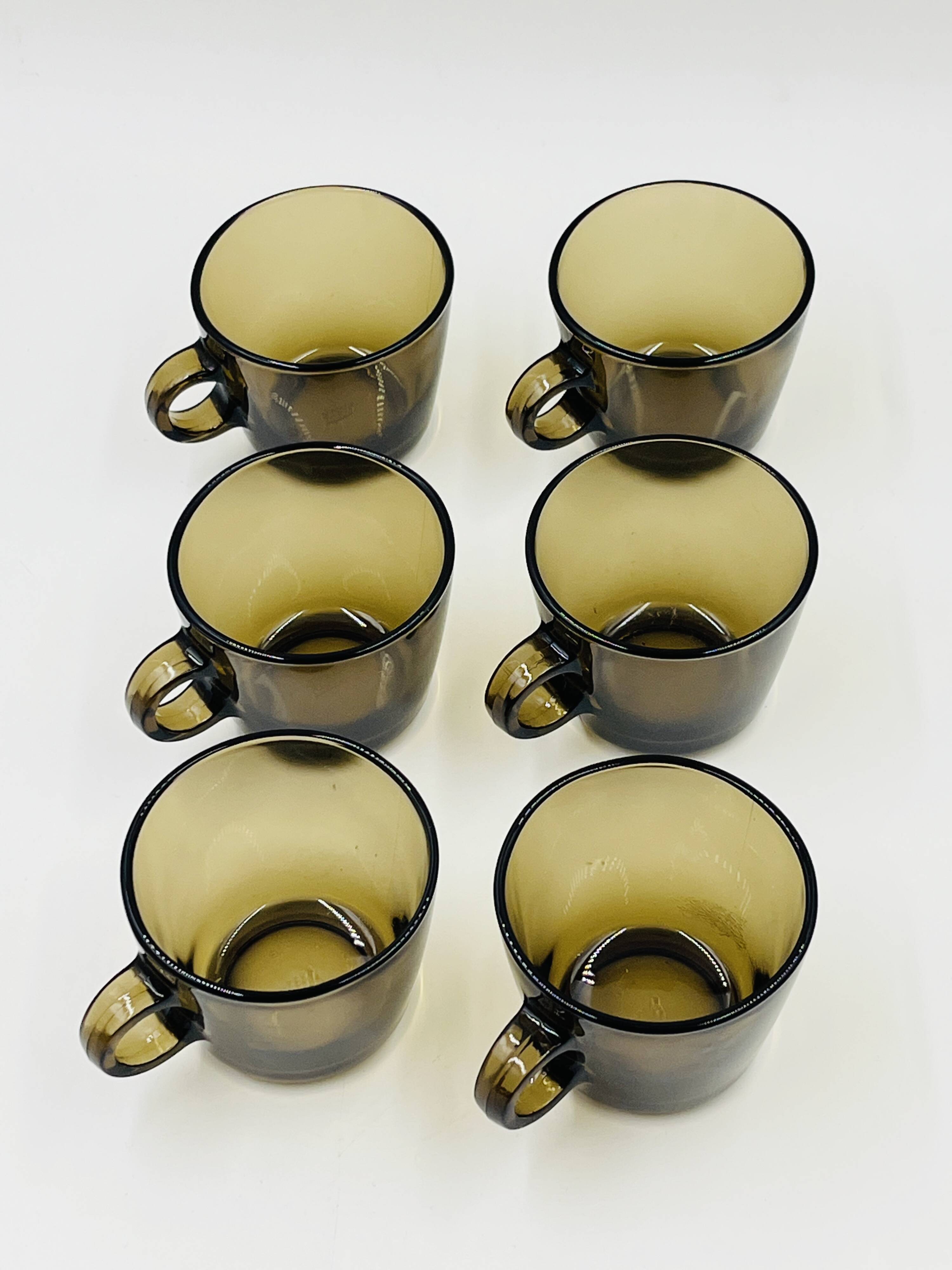 Lot of 6 Vintage Amber Glass Service Station Cups