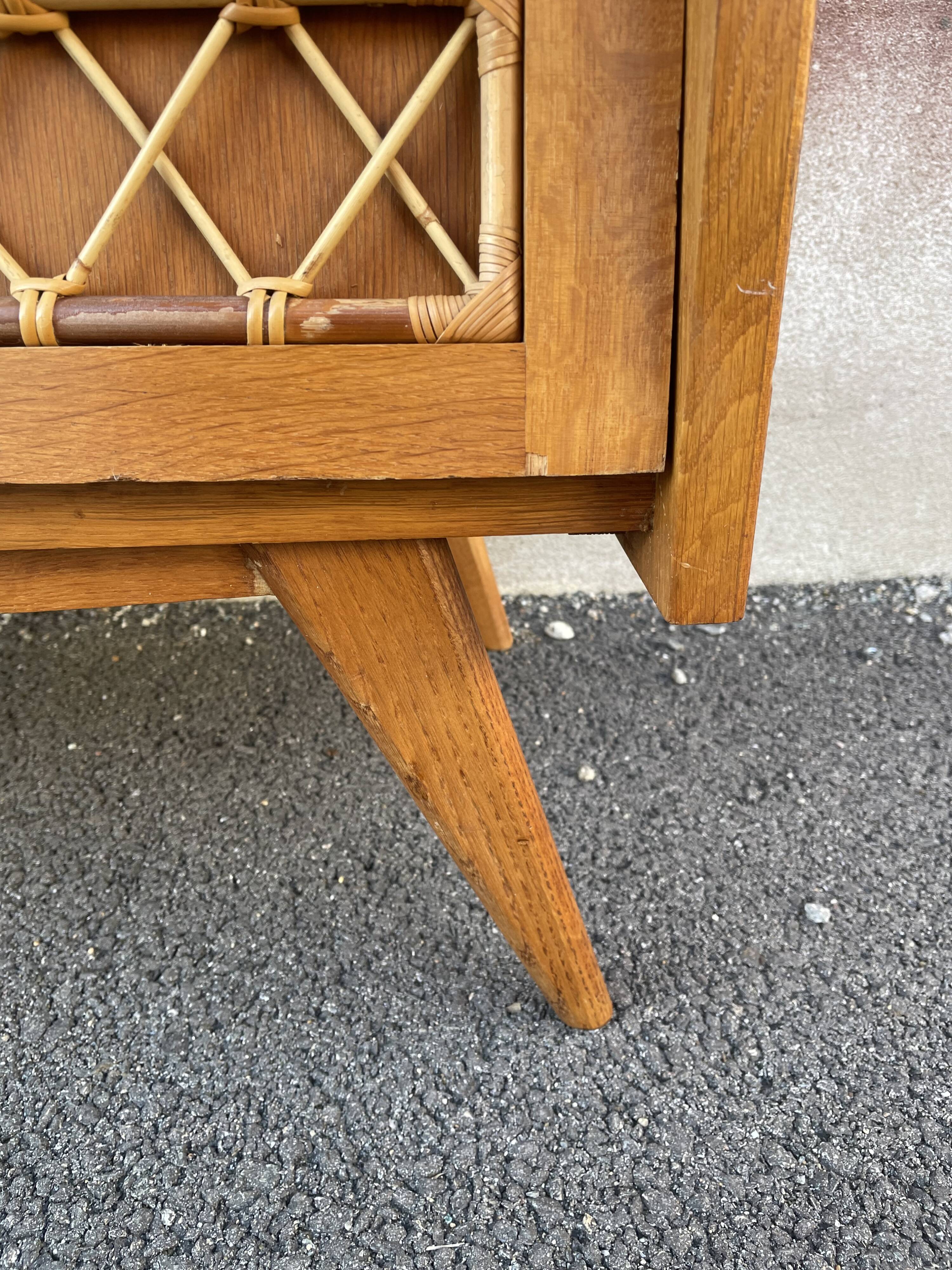 Commode bois et rotin