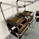 Lot of 5 tubular metal leather chairs, Bauhaus design, vintage 1970s.