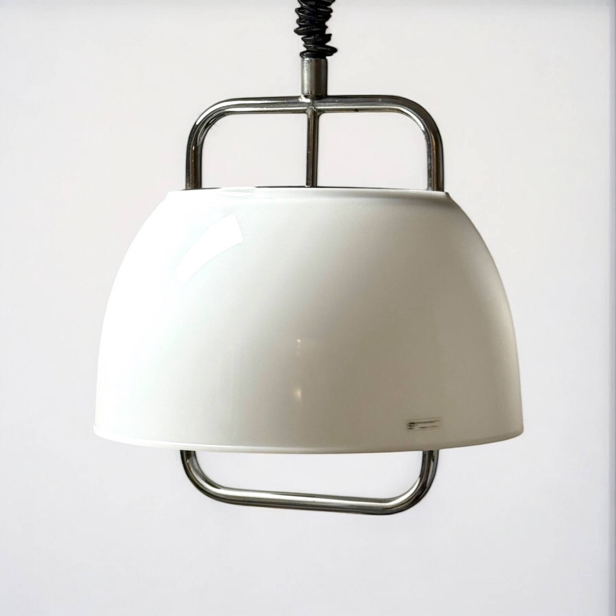 Pendant Lamp Harvey Guzzini with Large Acrylic Shade, 1970s