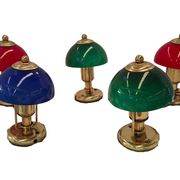 Set di 5 Lampade Vintage stile Nautico – Ottone e Vetro Colorato – 23cm