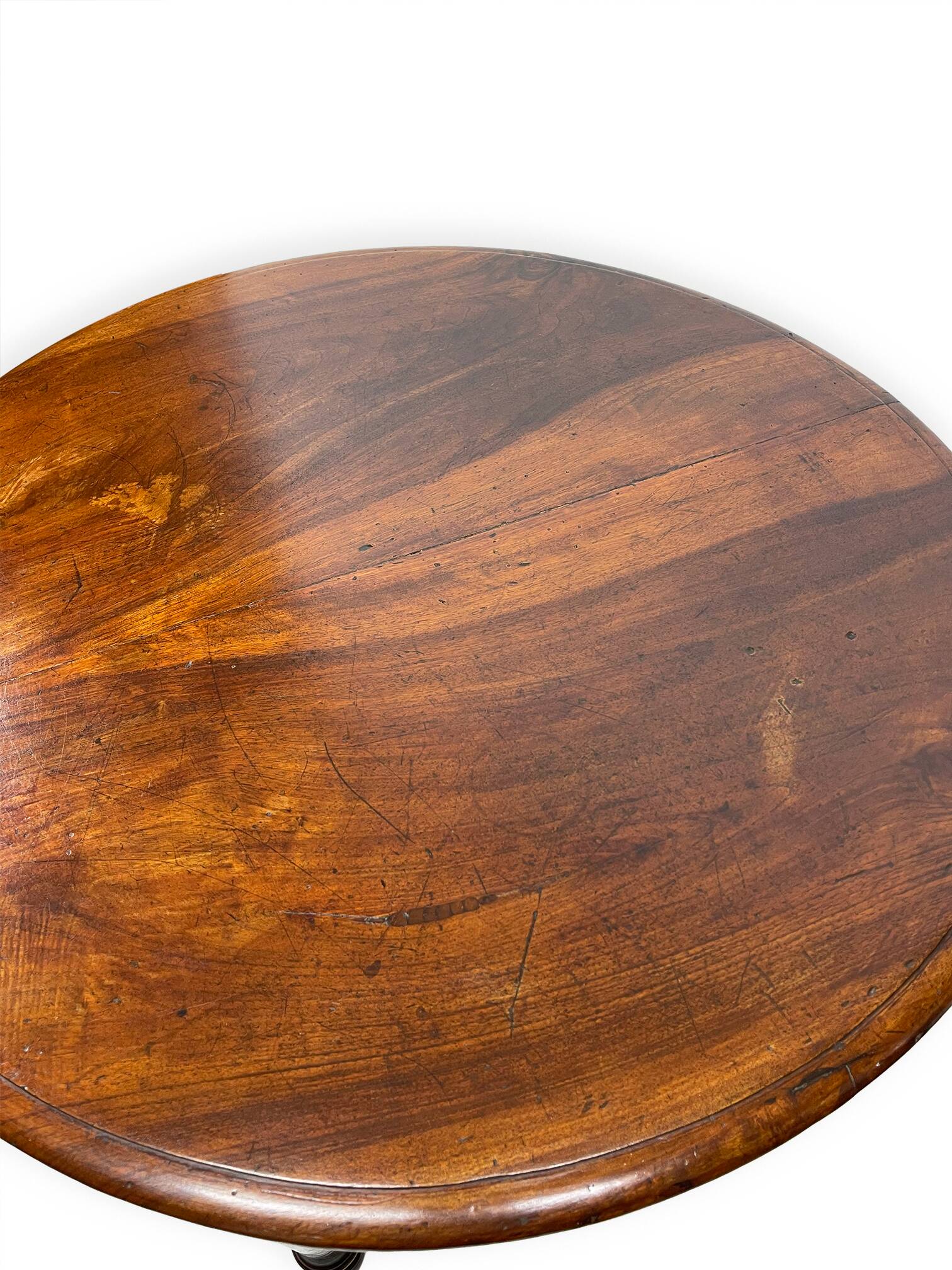 Table ronde italienne en noyer, années 1900